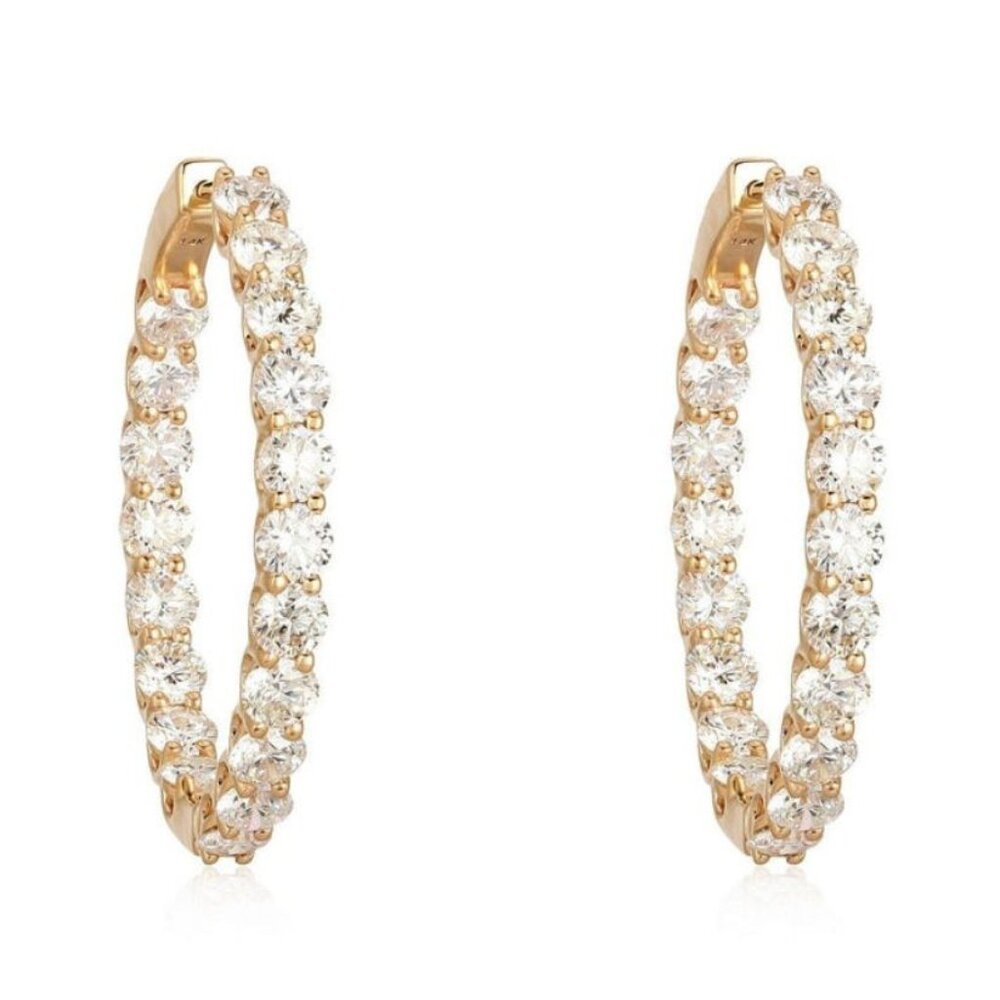 Radiant Loop 14K (or 18k upon request) Yellow Gold Diamond Hoop Earrings